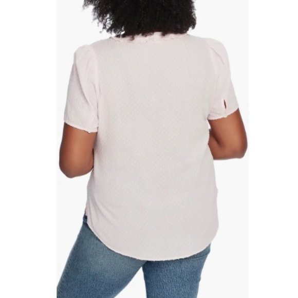 Court & Rowe Women's Clip Dot Cotton Button-Up Shirt Chambray Pink Large NWOT - Picture 2 of 9